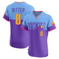 C.Rockies #8 Ryan Ritter Player Purple-Light Blue City Connect Limited Elite Home T-shirt Jdoa Stitched Jerseys