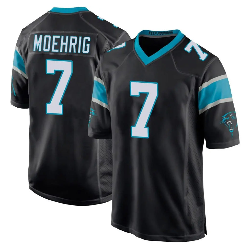C.Panthers #7 Tre'von Moehrig Player Black Home Game Jdoa Stitched Jerseys