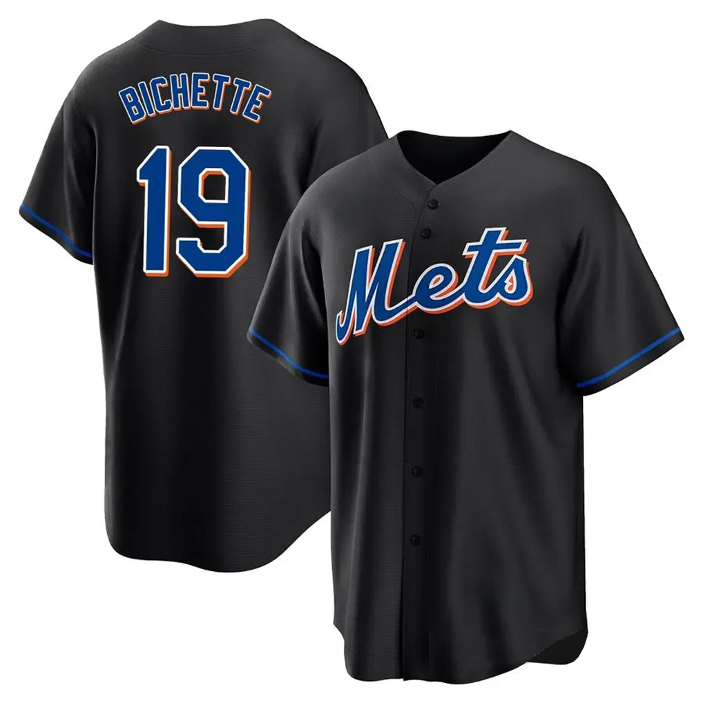 NY.Mets #19 Bo Bichette Player Black Replica Home Game Jdoa Stitched Jerseys