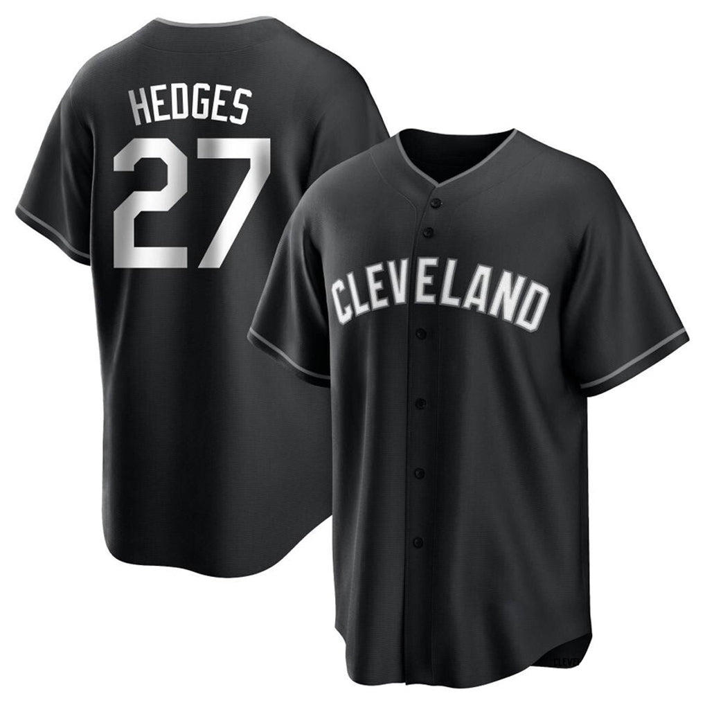 C.Guardians #27 Austin Hedges Player Black Home Game Jdoa Stitched Jerseys