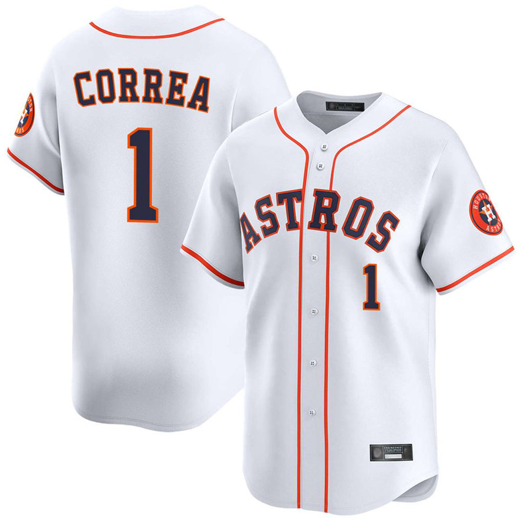 H.Astros #1 Carlos Correa Player White Home Limited Jdoa Stitched Jerseys