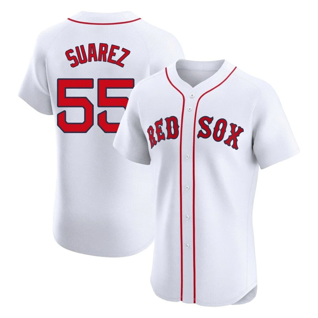B.Red Sox #55 Ranger Su¨¢rez Player White Limited Elite Home Game Jdoa Stitched Jerseys