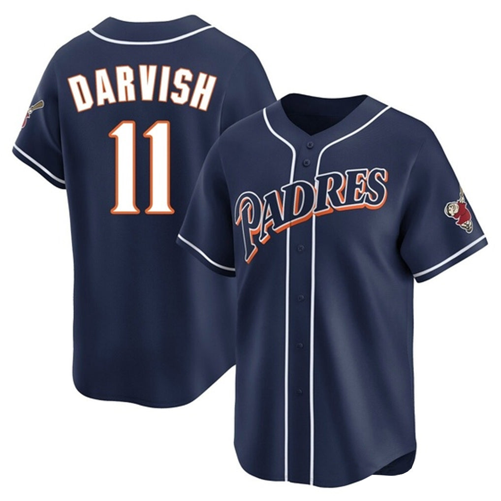 S.Diego Padres #11 Yu Darvish Player Navy Cooperstown Collection Limited Home Jdoa Stitched Jerseys