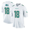 M.Dolphins #18 Chris Bell Player White Home Game Jdoa Stitched Jerseys