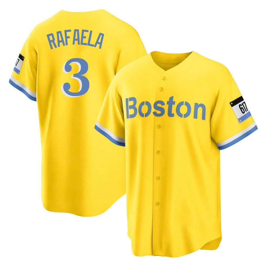 B.Red Sox #3 Ceddanne Rafaela Player Yellow Home Game Jdoa Stitched Jerseys