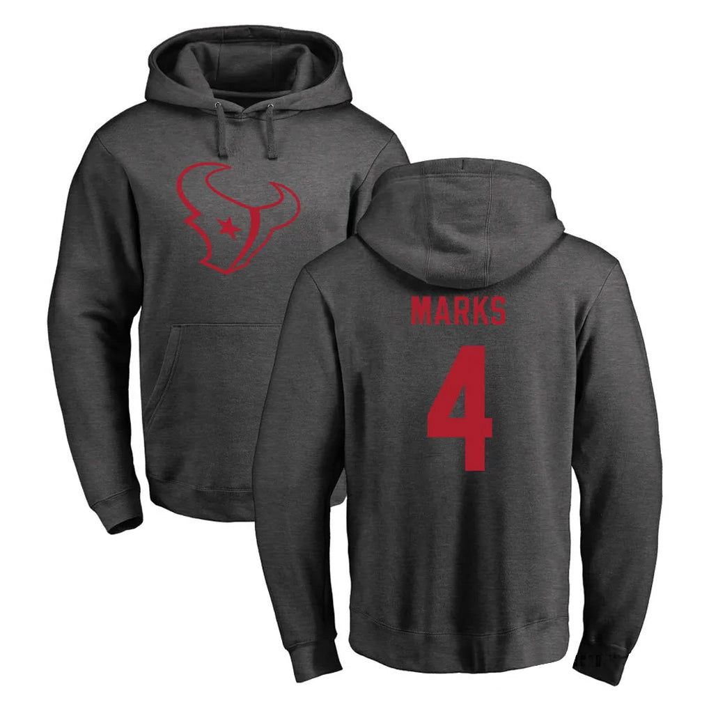 H.Texans #4 Woody Marks Player Gray Pro Line Pullover Hoodie Limited Game Jdoa Stitched Jerseys