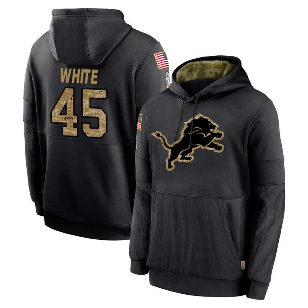 D.Lions #45 Devin White Player Black Salute to Service Hoodies Limited Game Jdoa Stitched Jerseys