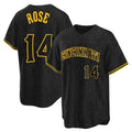 C.Reds #14 Pete Rose Player Black Snake Skin City Home Jdoa Stitched Jerseys