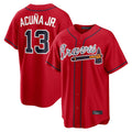 A.Braves #13 Ronald Acuna Jr Player Red Home Game Jdoa Stitched Jerseys