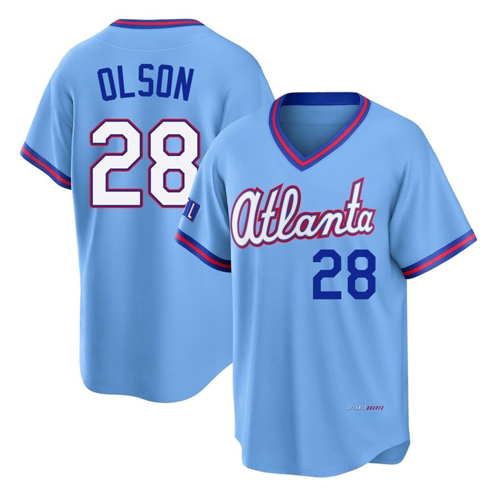 A.Braves #28 Matt Olson Player Powder Blue 2026 City Connect T-shirt Home Game Jdoa Stitched Jerseys