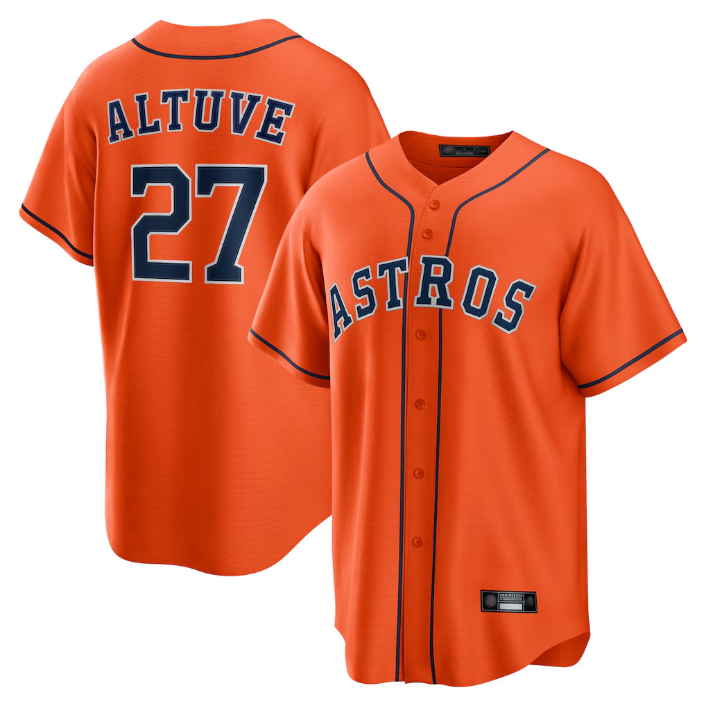 H.Astros #27 Jose Altuve Player Orange Home Game Jdoa Stitched Jerseys