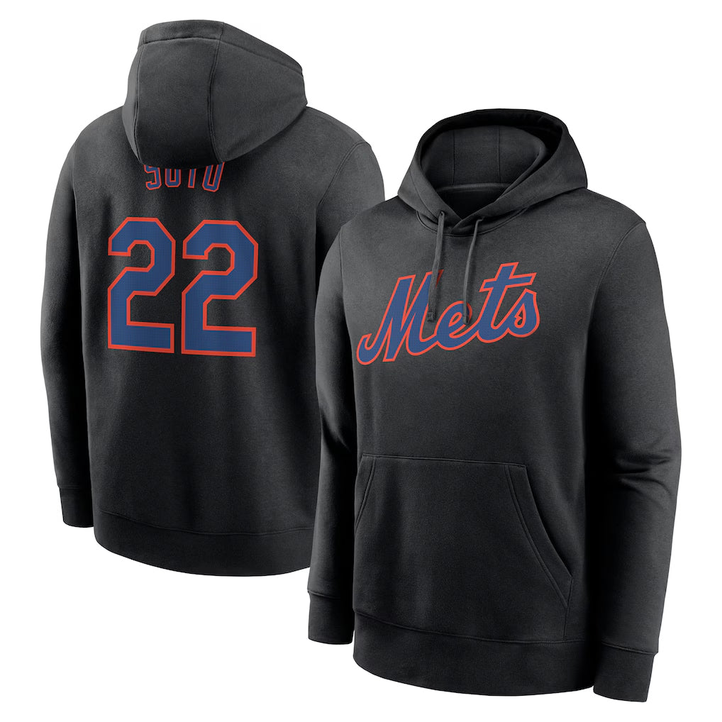 NY.Mets #22 Juan Soto Player Black Club Pullover Hoodie Game Jdoa Stitched Jerseys