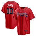 A.Braves #10 Chipper Jones Player Red Home Game Jdoa Stitched Jerseys