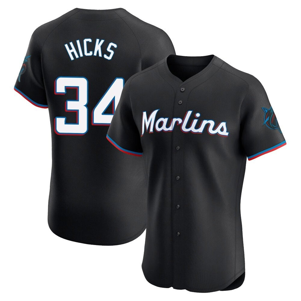 M.Marlins #34 Liam Hicks Player Black Vapor Home Limited Elite Jdoa Stitched Jerseys