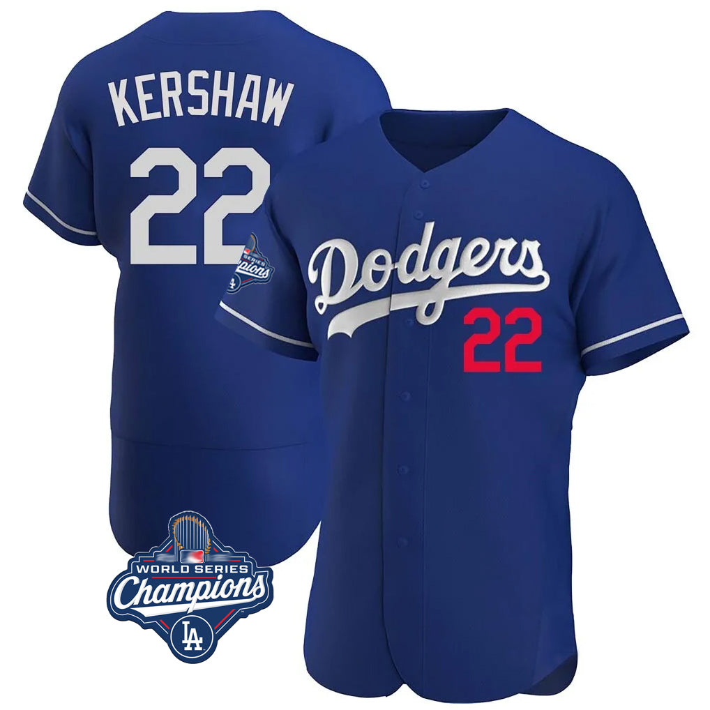 LA.Dodgers #22 Clayton Kershaw Player Royal World Series Meet Limited Elite Home Jdoa Stitched Jerseys