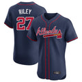 A.Braves #27 Austin Riley Player Navy Limited Elite Home Game Jdoa Stitched Jerseys
