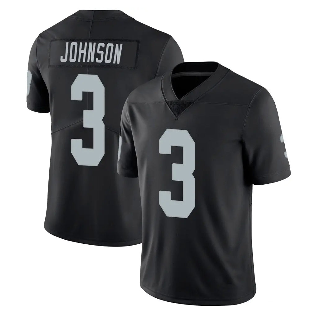 LV.Raiders #3 Taron Johnson Player Black Limited Vapor Untouchable Home Game Stitched Jerseys