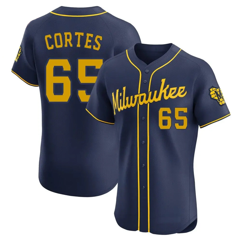 M.Brewers #65 Nestor Cortes Player Navy Home Limited Elite Jdoa Stitched Jerseys