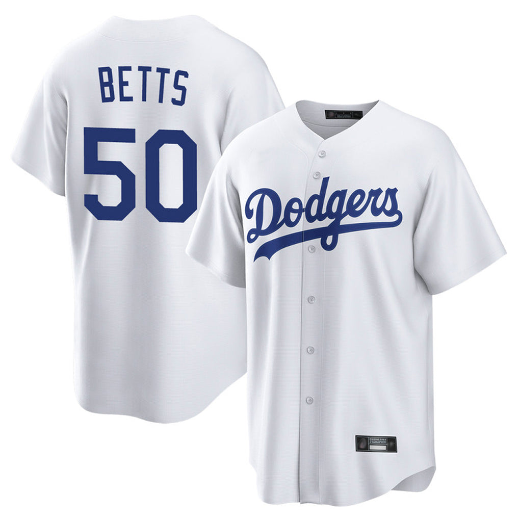 LA.Dodgers #50 Mookie Betts Player White Game Home Jdoa Stitched Jerseys