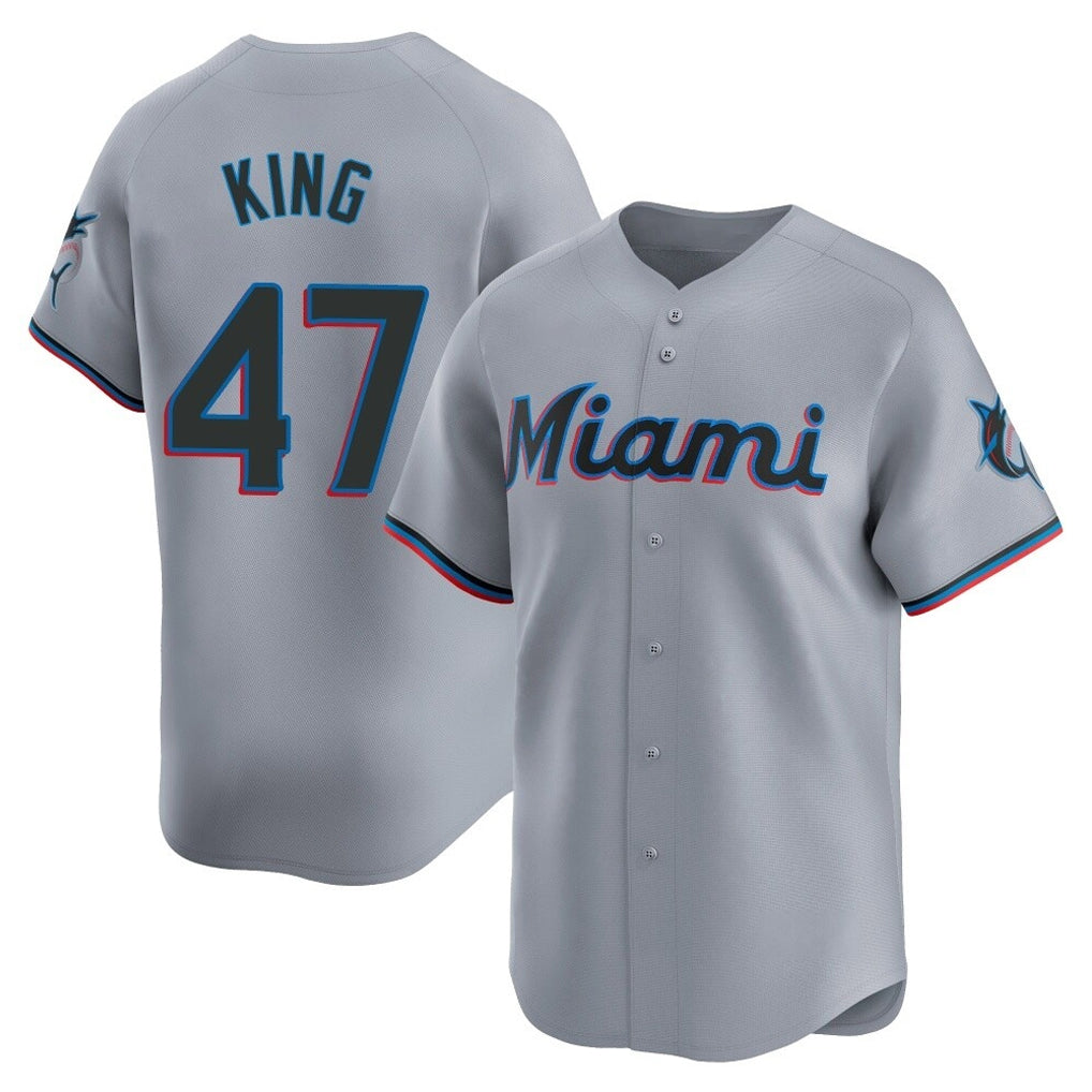 M.Marlins #47 John King Player Gray  Home Limited Jdoa Stitched Jerseys