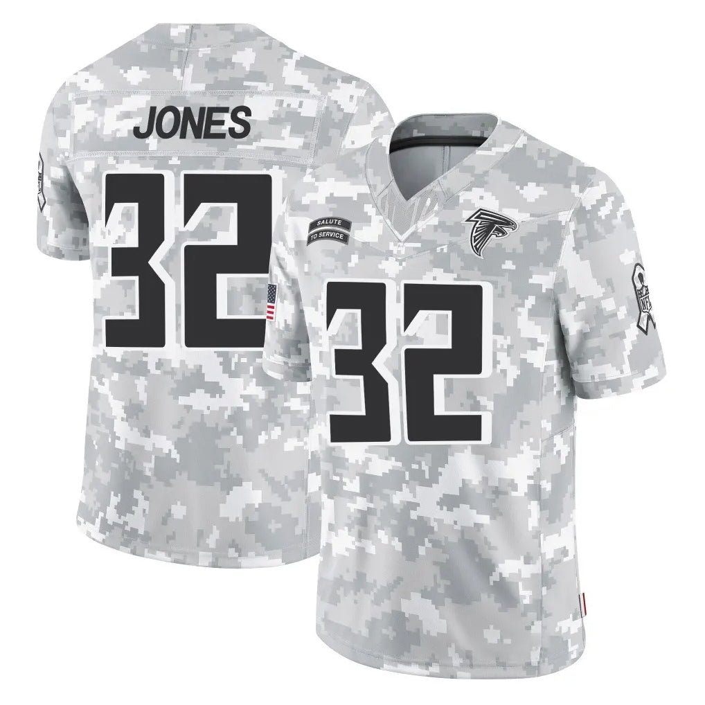 A.Falcons #32 Cash Jones Player Camo Salute to Service Limited Jdoa Stitched Jerseys