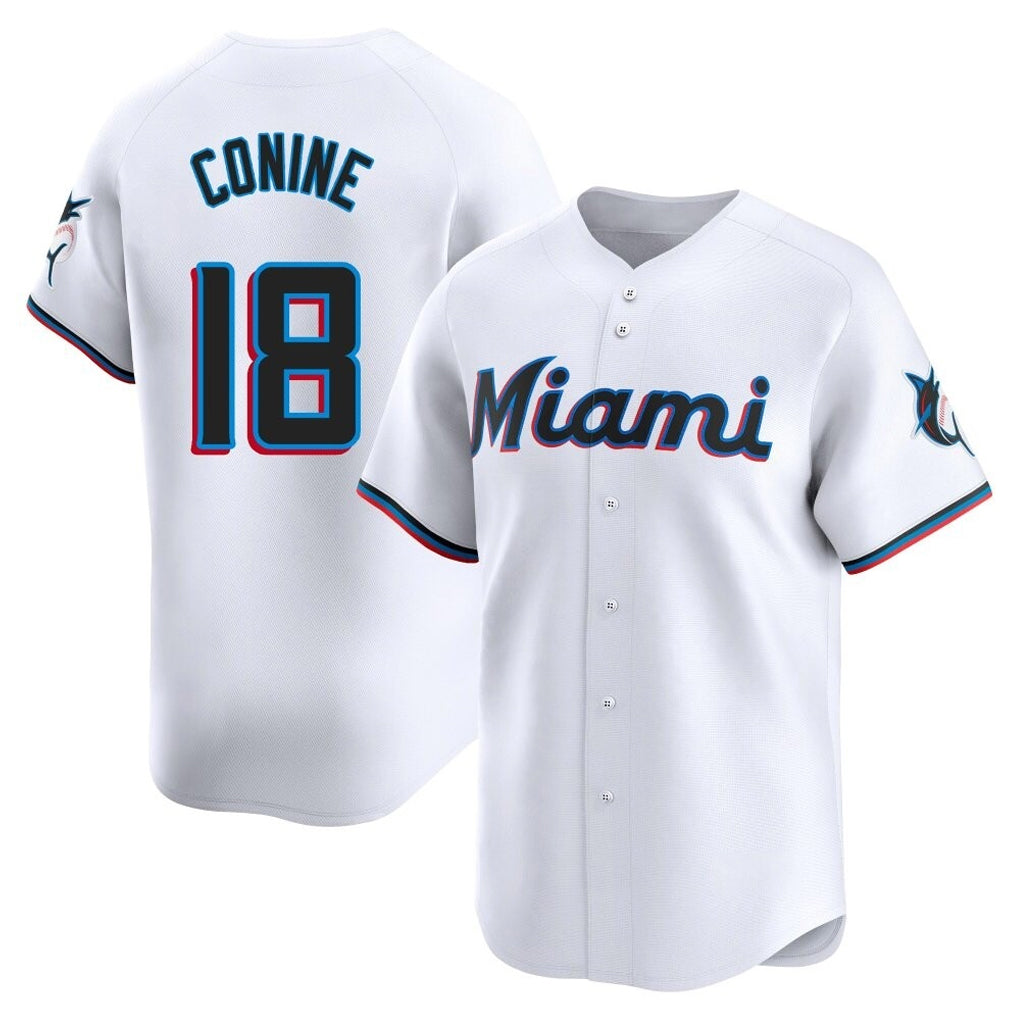 M.Marlins #18 Griffin Conine Player White  Home Limited Jdoa Stitched Jerseys