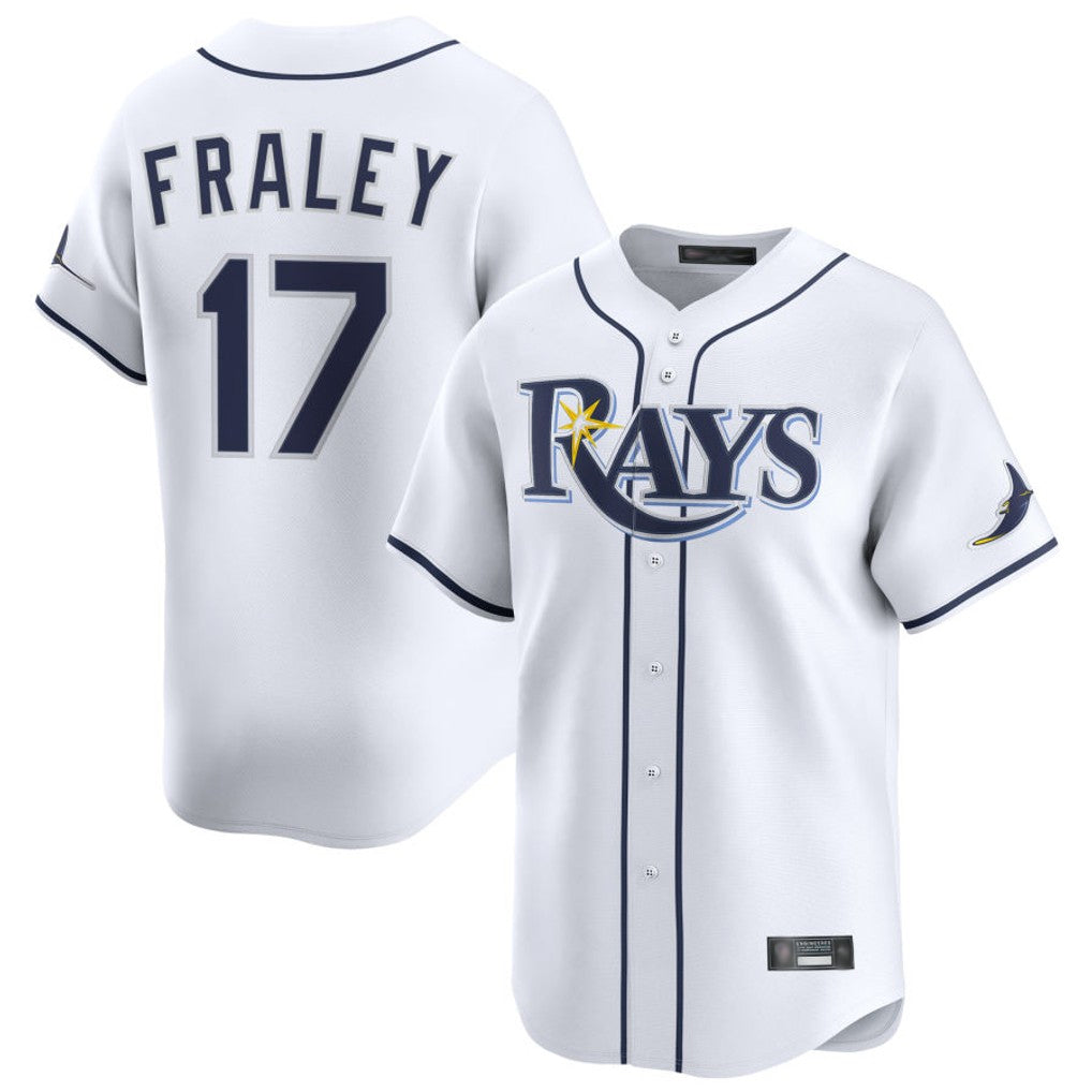 T.Bay Rays #17 Jake Fraley Player White Home Limited Jdoa Stitched Jerseys