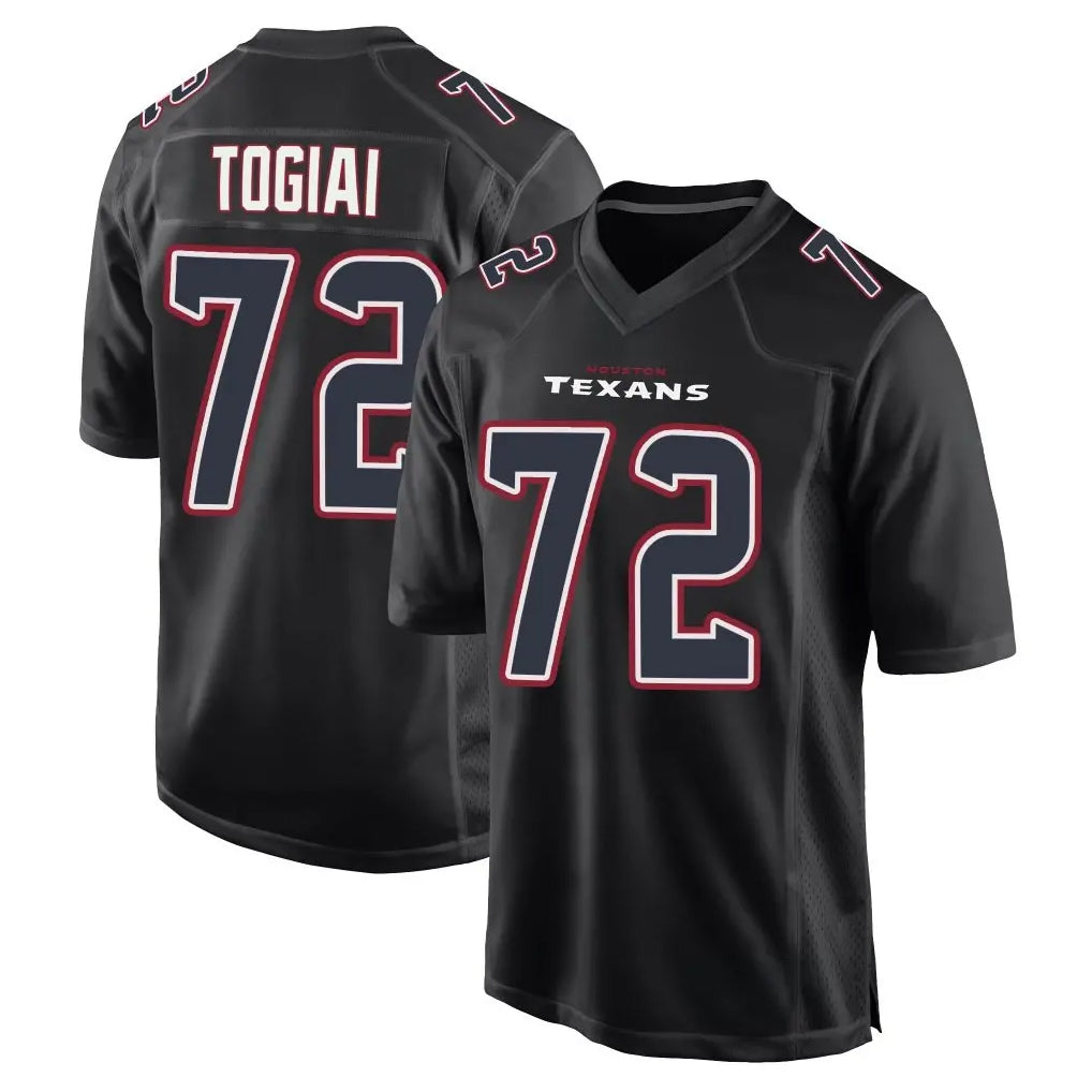 H.Texans #72 Tommy Togiai Player Black Fashion Home Game Jdoa Stitched Jerseys