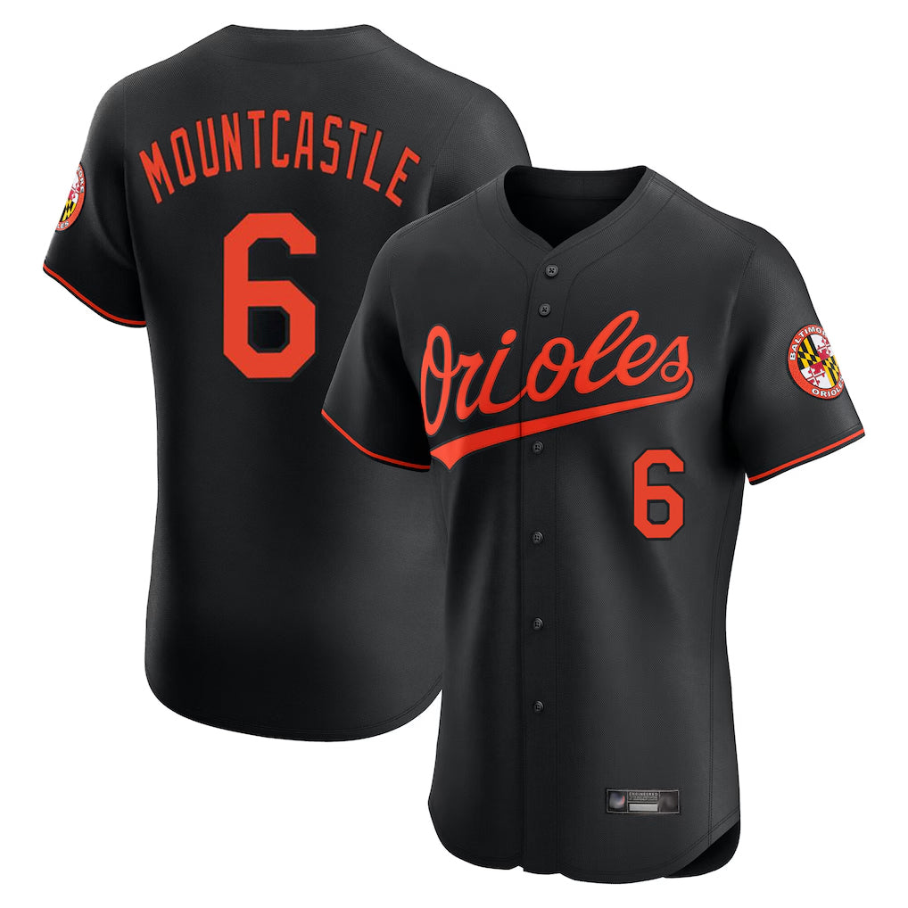 B.Orioles #6 Ryan Mountcastle Player Black Limited Elite Home Game Jdoa Stitched Jerseys