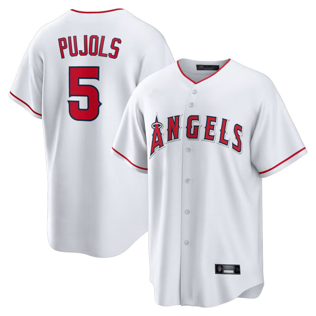 LA.Angels #5 Albert Pujols Player White Home Game Jdoa Stitched Jerseys