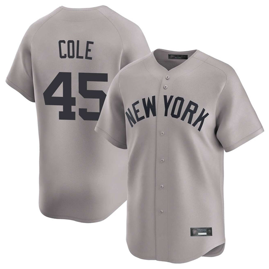 NY.Yankees #45 Gerrit Cole Player Gray Limited Home Jdoa Stitched Jerseys