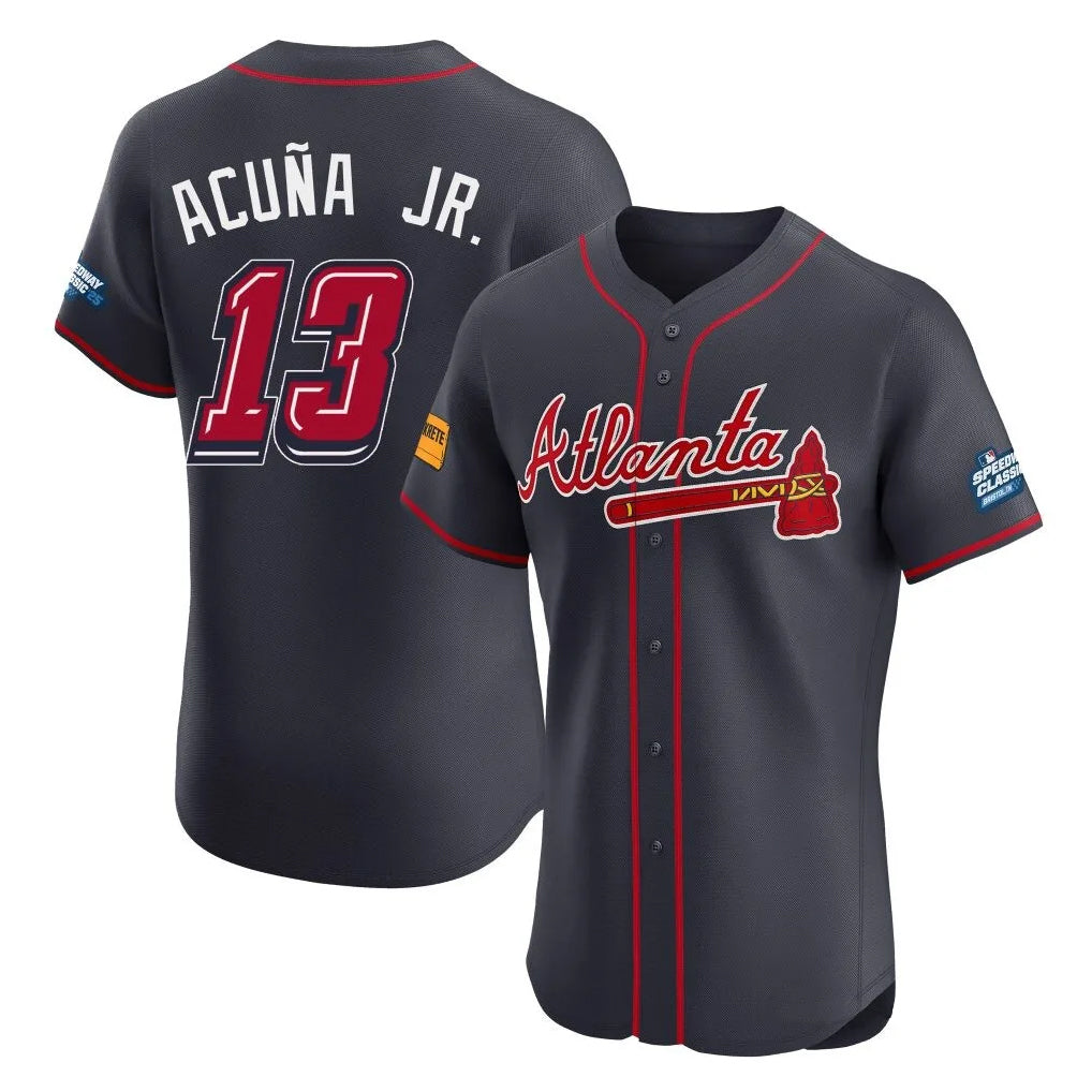 A.Braves #13 Ronald Acuna Jr Player Navy 2025 Speedway Classic Limited Elite Home Game Jdoa Stitched Jerseys