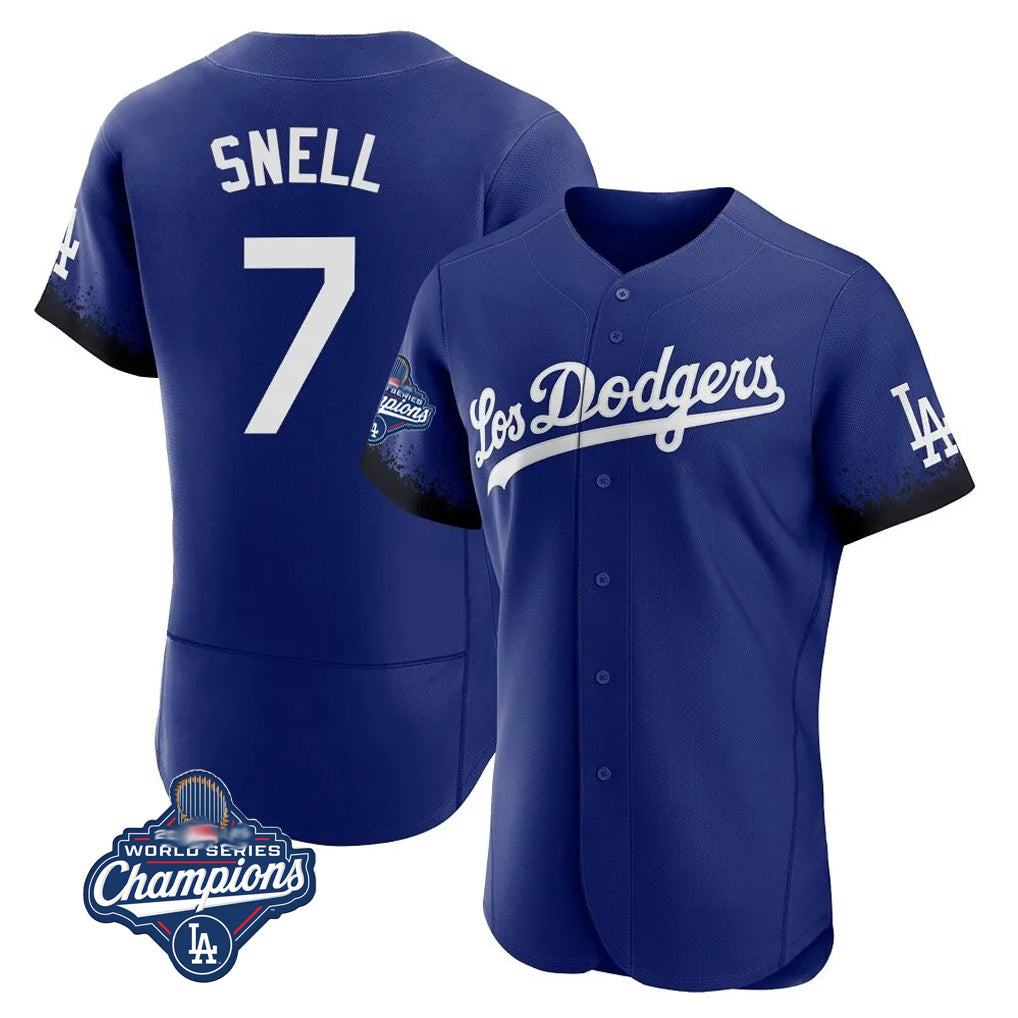 LA.Dodgers #7 Blake Snell Player Royal City Connect Elite World Series Meet Home Jdoa Stitched Jerseys