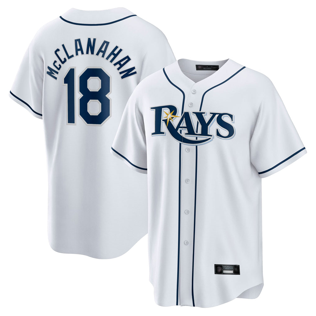 T.Bay Rays #18 Shane McClanahan Player White Home Game Jdoa Stitched Jerseys