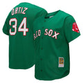 B.Red Sox #34 David Ortiz Player Green Mitchell & Ness Cooperstown Collection Mesh Home Jdoa Stitched Jerseys