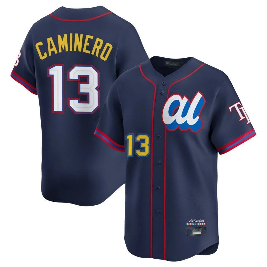 T.Bay Rays #13 Junior Caminero Player Navy All-star Limited Jdoa Stitched Jersey