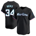M.Marlins #34 Liam Hicks Player Black Home Limited Jdoa Stitched Jerseys