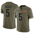 C.Bengals #5 Tee Higgins Player Olive Salute to Service Limited Game Jdoa Stitched Jerseys