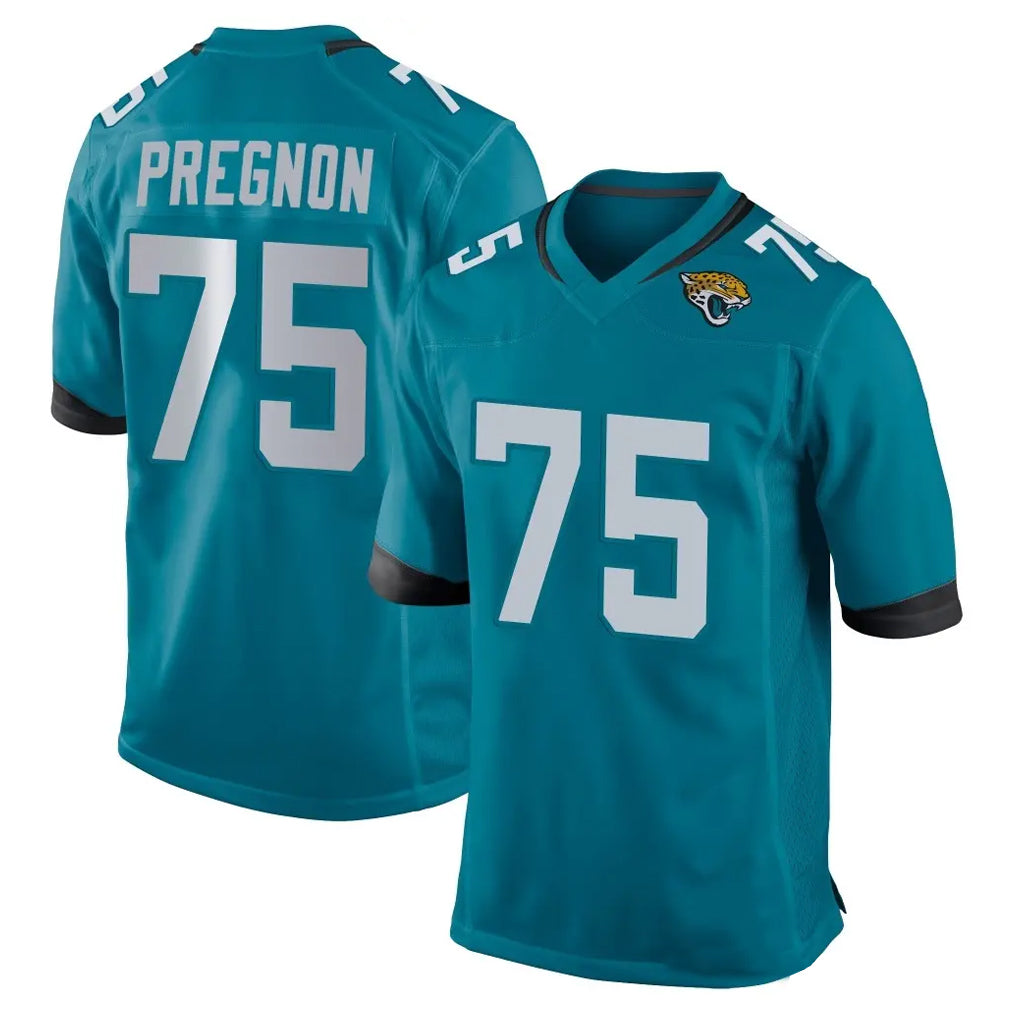 J.Jaguars #75 Emmanuel Pregnon Player Teal Home Game Jdoa Stitched Jerseys