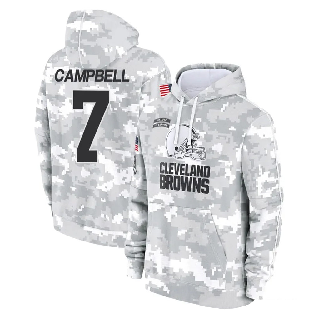 C.Browns #7 Tyson Campbell Player Arctic Camo Salute to Service Hoodies Limited Game Jdoa Stitched Jerseys