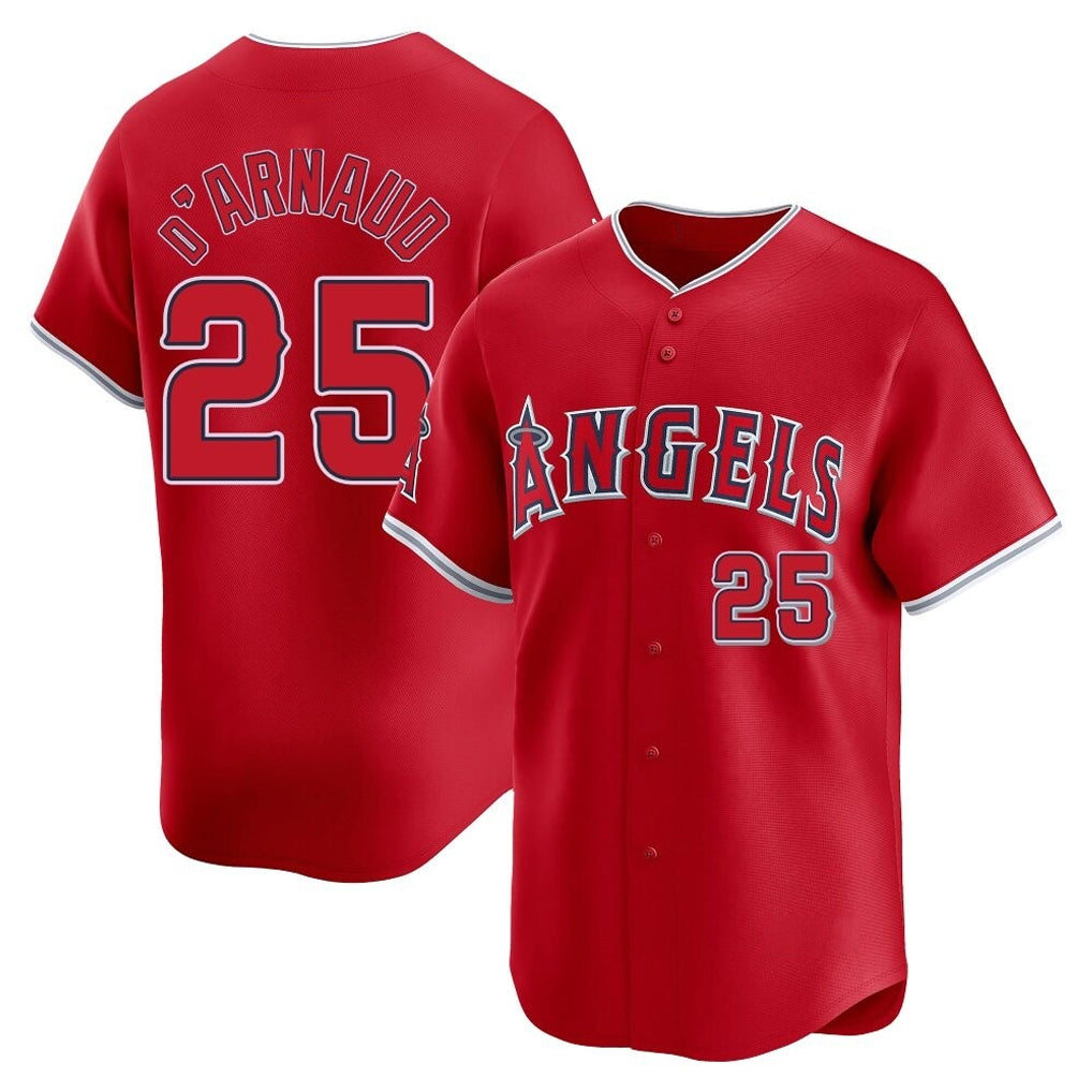 LA.Angels #25 Travis d'Arnaud Player Red Home Limited Jdoa Stitched Jerseys