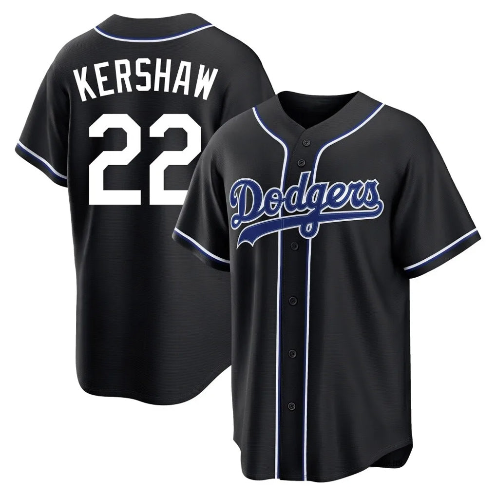 LA.Dodgers #22 Clayton Kershaw Player Black Carbon Limited Home Jdoa Stitched Jerseys