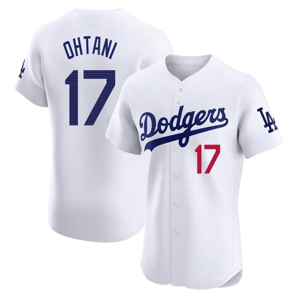 LA.Dodgers #17 Shohei Ohtani Player White Limited Elite Home Jdoa Stitched Jerseys