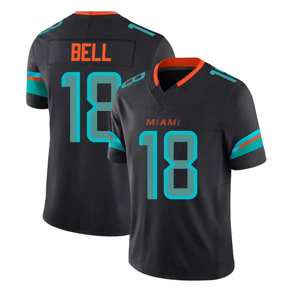 M.Dolphins #18 Chris Bell Player Black Limited Pitch Rivalries Collection Home Game Jdoa Stitched Jerseys