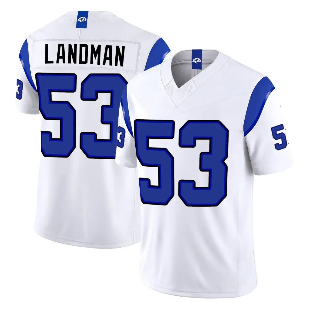 LA.Rams #53 Nate Landman Player White Limited Fearsome Vapor F.U.S.E. Home Game Jdoa Stitched Jerseys