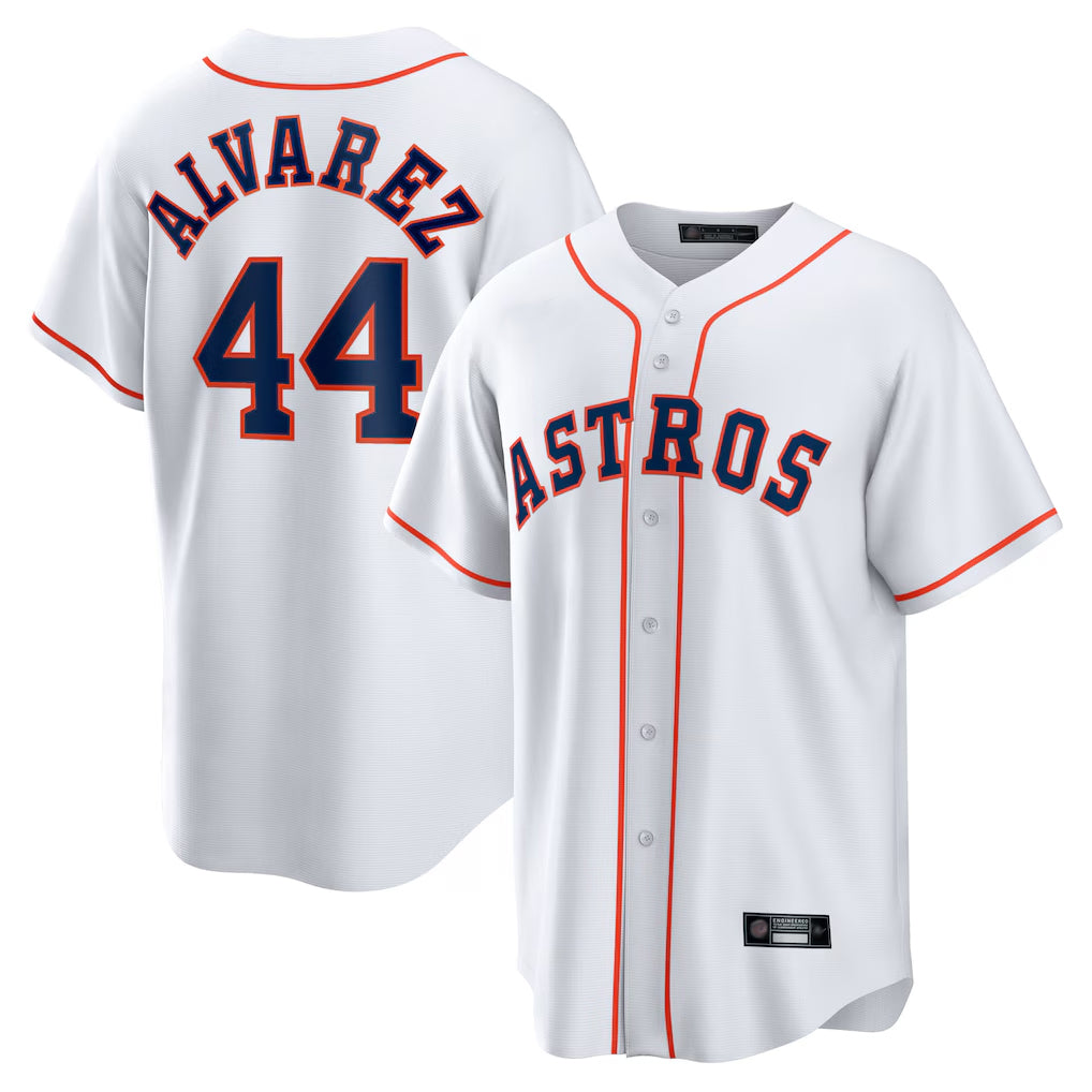 H.Astros #44 Yordan Alvarez Player White Home Game Jdoa Stitched Jerseys