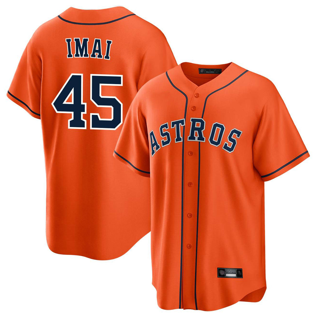 H.Astros #45 Tatsuya Imai Player Orange Home Game Jdoa Stitched Jerseys