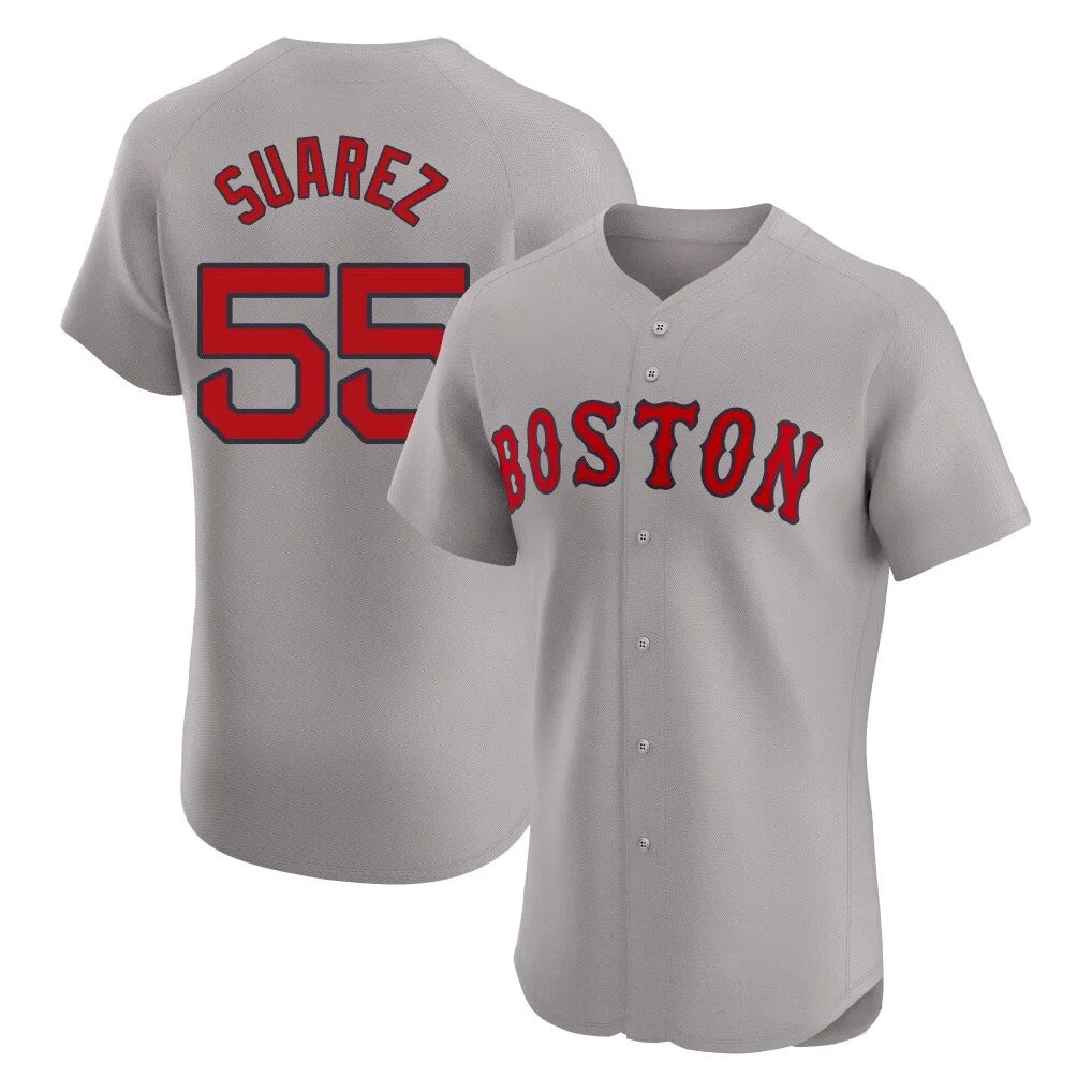 B.Red Sox #55 Ranger Su¨¢rez Player Gray Road Limited Elite Home Game Jdoa Stitched Jerseys