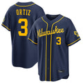 M.Brewers #3 Joey Ortiz Player Navy Home Stadium Game Jdoa Stitched Jerseys