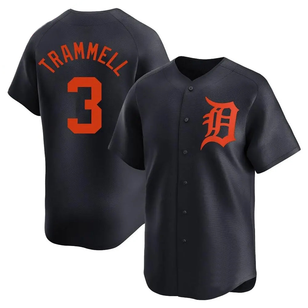 D.Tigers #3 Alan Trammell Player Navy Home Limited Jdoa Stitched Jerseys